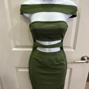 Chic Olive Green Cutout Bandage Dress